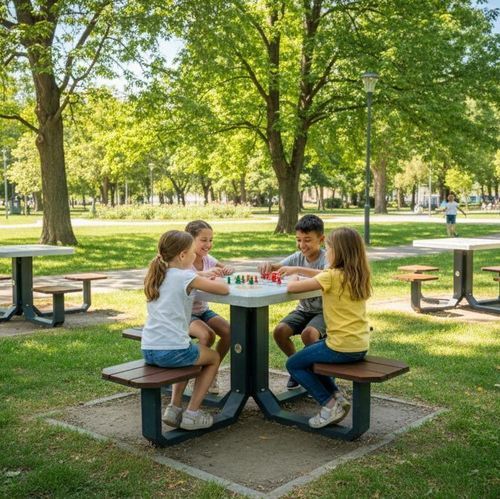 Tavolo da gioco per bambini per esterni - 420 - Encho Enchev - ETE - contemporaneo / per spazio pubblico / in acciaio