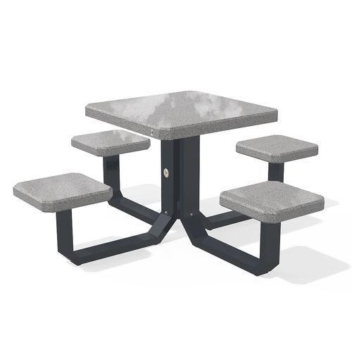 Tavolo da picnic contemporaneo - MODEL 424 - Encho Enchev - ETE - in cemento armato / con supporto in acciaio inossidabile / quadrato