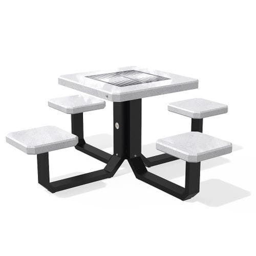 Tavolo da picnic contemporaneo - MODEL 426 - Encho Enchev - ETE - in cemento armato / con supporto in acciaio inossidabile / quadrato