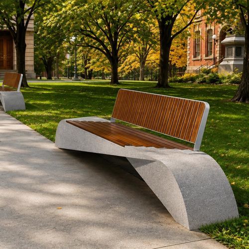 Panca per spazi pubblici contemporanea - MODEL 248 - Encho Enchev - ETE - in bambù / in legno / in calcestruzzo