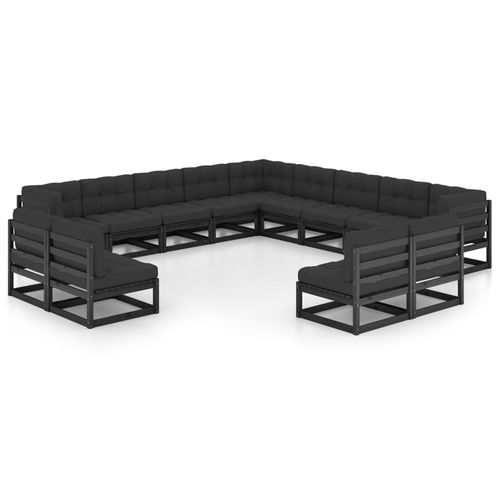 Set lounge da giardino contemporaneo - vidaXL 13-tlg : 3076958 - desayo - in pino / in legno massiccio / in tessuto