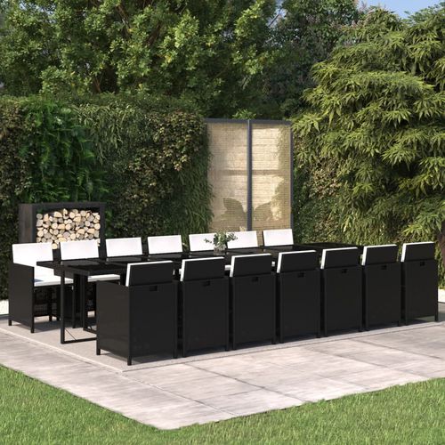 Set tavolo e sedia contemporaneo - vidaXL 15-tlg : 3095638 - desayo - da giardino / in tessuto / in acciaio con rivestimento a polvere