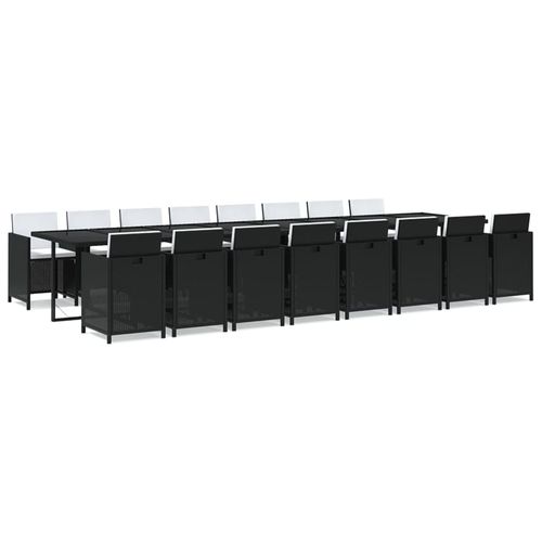 Set tavolo e sedia contemporaneo - vidaXL 17-tlg : 3095665 - desayo - da giardino / in tessuto / in acciaio con rivestimento a polvere