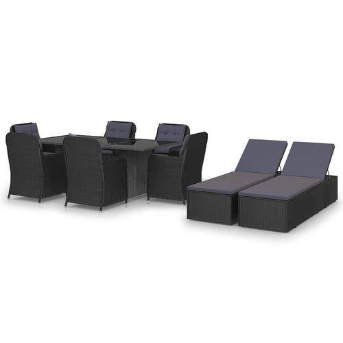 Set tavolo e sedia contemporaneo - vidaXL 9-tlg : 3059481 - desayo - da giardino / in acciaio con rivestimento a polvere / in vetro