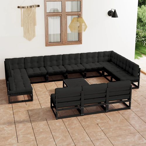 Set lounge da giardino contemporaneo - vidaXL 14-tlg: 3077253 - desayo - in pino / in legno massiccio / in tessuto