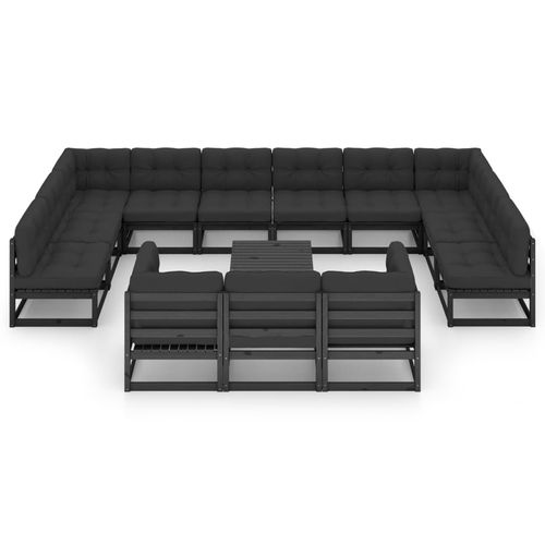 Set lounge da giardino contemporaneo - vidaXL 14-tlg : 3077293 - desayo - in pino / in legno massiccio / in tessuto