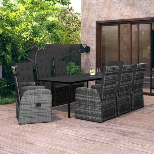 Set tavolo e sedia contemporaneo - vidaXL 9-tlg : 3099498 - desayo - da giardino / per terrazza / in acciaio con rivestimento a polvere