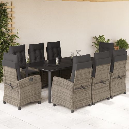 Set tavolo e sedia contemporaneo - vidaXL 9-tlg : 3212800 - desayo - da giardino / per terrazza / in acciaio con rivestimento a polvere