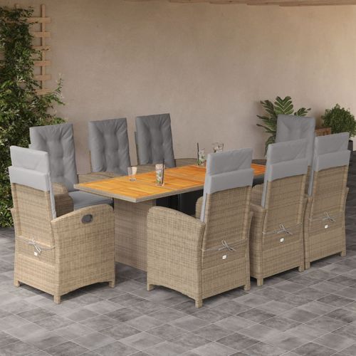 Set tavolo e sedia contemporaneo - vidaXL 9-tlg : 3212511 - desayo - da giardino / per terrazza / in tessuto