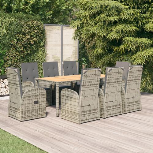 Set tavolo e sedia contemporaneo - vidaXL 9-tlg : 3157589 - desayo - da giardino / in tessuto / in acacia