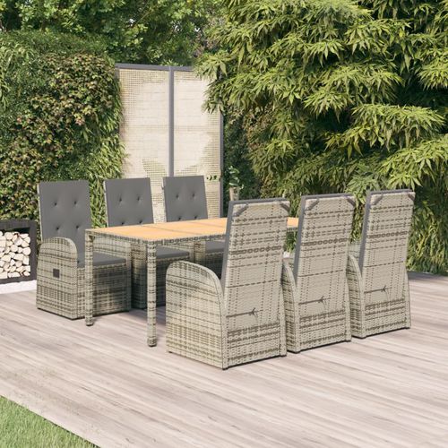 Set tavolo e sedia contemporaneo - vidaXL 7-tlg : 3157588 - desayo - da giardino / in tessuto / in acacia