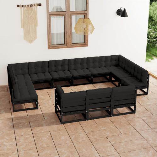 Set lounge da giardino contemporaneo - vidaXL 13-tlg : 3077288 - desayo - in pino / in legno massiccio / in tessuto
