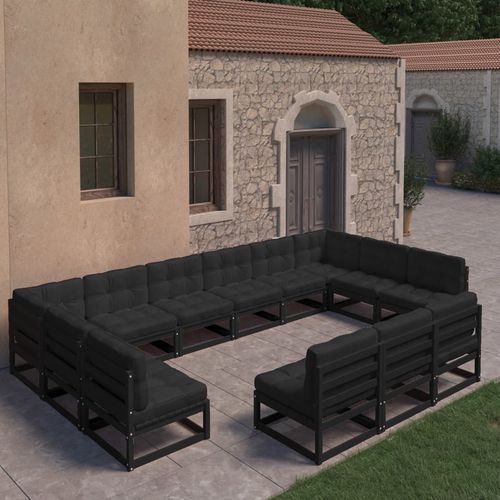 Set lounge da giardino contemporaneo - vidaXL 13-tlg : 3077248 - desayo - in pino / in legno massiccio / in tessuto