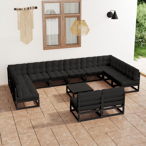 Set lounge da giardino contemporaneo - vidaXL 13-tlg : 3077283 - desayo - in pino / in legno massiccio / in tessuto