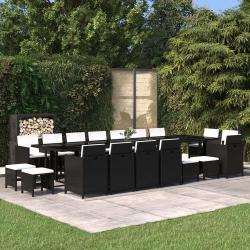 Set tavolo e sedia contemporaneo - vidaXL 19-tlg : 3095642 - desayo - da giardino / in tessuto / in acciaio con rivestimento a polvere