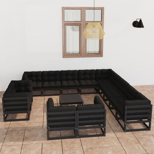 Set lounge da giardino contemporaneo - vidaXL 14-tlg : 3077023 - desayo - in pino / in legno massiccio / in tessuto