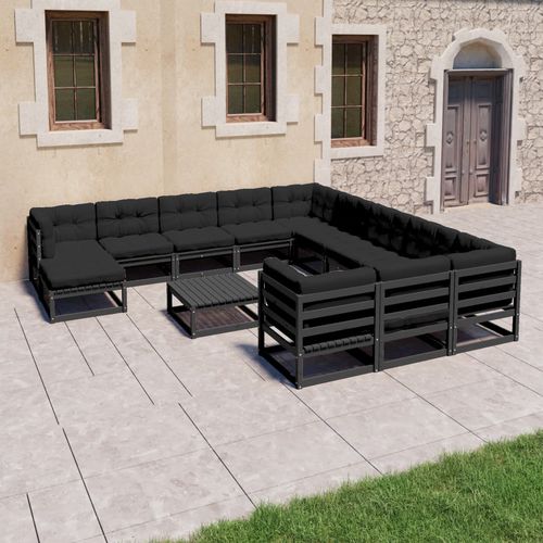 Set lounge da giardino contemporaneo - vidaXL 13-tlg : 3077113 - desayo - in pino / in legno massiccio / in tessuto