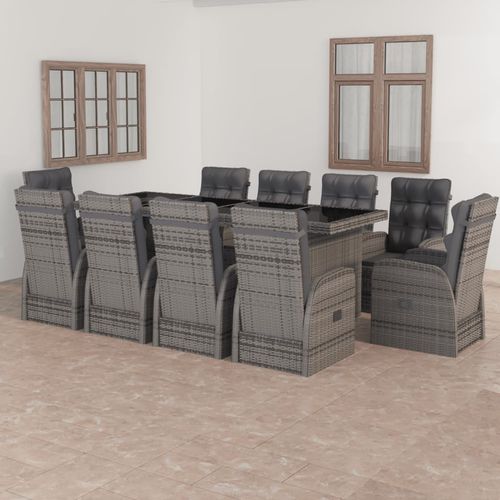 Set tavolo e sedia contemporaneo - vidaXL 11-tlg : 3059348 - desayo - da giardino / in tessuto / in acciaio con rivestimento a polvere