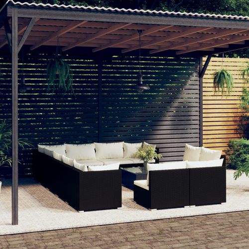 Set lounge da giardino contemporaneo - vidaXL 13-tlg : 3102847 - desayo - in rattan sintetico / in acciaio con rivestimento a polvere / in tessuto