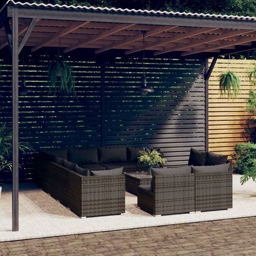 Set lounge da giardino contemporaneo - vidaXL 13-tlg : 3102853 - desayo - in rattan sintetico / in acciaio con rivestimento a polvere / in tessuto