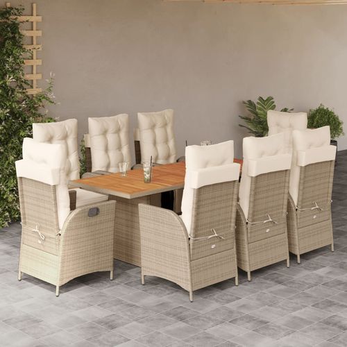 Set tavolo e sedia contemporaneo - vidaXL 9-tlg : 3213373 - desayo - da giardino / per terrazza / in acacia
