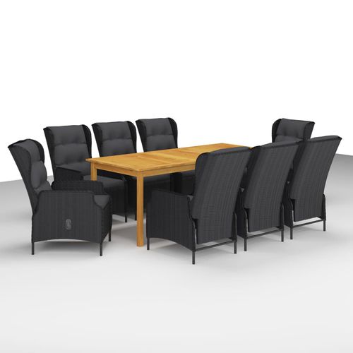 Set tavolo e sedia contemporaneo - vidaXL 9-tlg : 3067935 - desayo - da giardino / in tessuto / in acacia