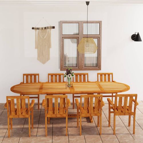 Set tavolo e sedia contemporaneo - vidaXL 9-tlg : 3059620 - desayo - da giardino / per terrazza / in teak