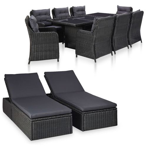 Set tavolo e sedia contemporaneo - vidaXL 11-tlg : 3057811 - desayo - da giardino / per terrazza / in acciaio con rivestimento a polvere