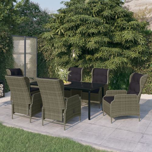 Set tavolo e sedia contemporaneo - vidaXL 7-tlg : 3099653 - desayo - da giardino / per terrazza / in acciaio con rivestimento a polvere