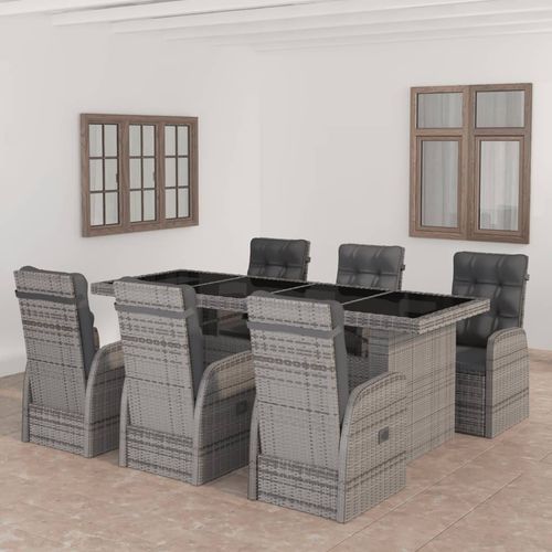 Set tavolo e sedia contemporaneo - vidaXL 7-tlg : 3059344 - desayo - da giardino / in rattan / in acciaio con rivestimento a polvere