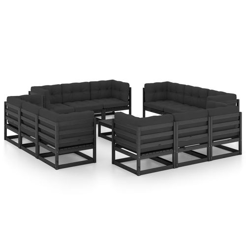 Set lounge da giardino contemporaneo - vidaXL 13-tlg : 3076348 - desayo - in pino / in legno massiccio / in tessuto