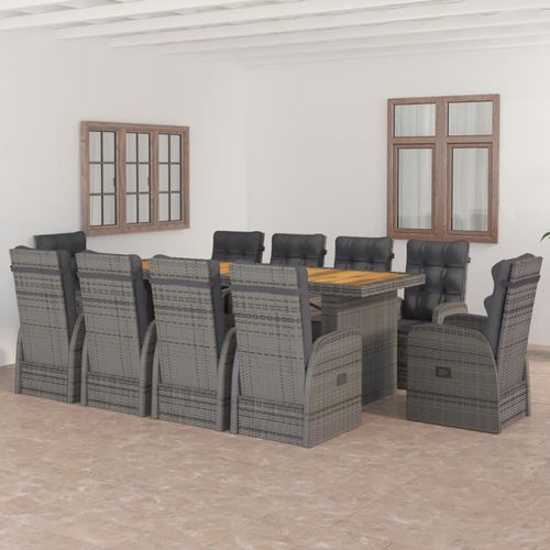Set tavolo e sedia contemporaneo - vidaXL 11-tlg : 3059349 - desayo - da giardino / in tessuto / in acacia