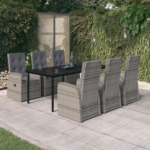Set tavolo e sedia contemporaneo - vidaXL 7-tlg : 3099477 - desayo - da giardino / per terrazza / in tessuto