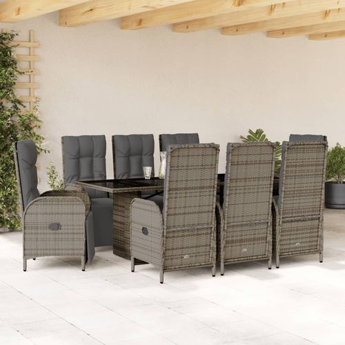Set tavolo e sedia contemporaneo - vidaXL 9-tlg : 3213533 - desayo - da giardino / per terrazza / in tessuto