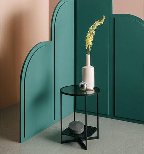 Tavolo d'appoggio contemporaneo - MOHANA - SP01 design - in vetro / in marmo / con supporto in acciaio
