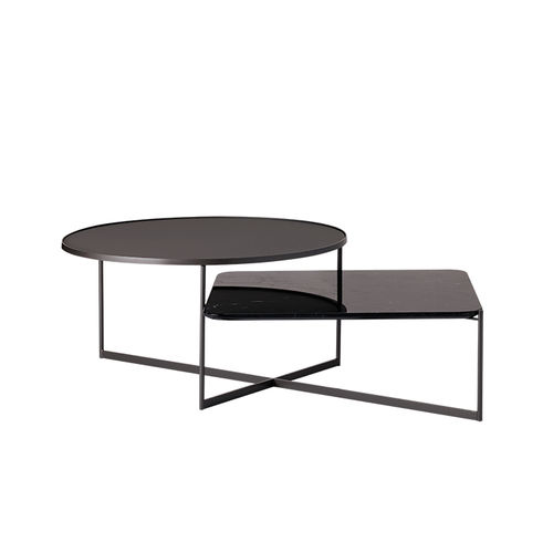 Tavolino basso contemporaneo - MOHANA - SP01 design - in vetro / in marmo / con supporto in acciaio