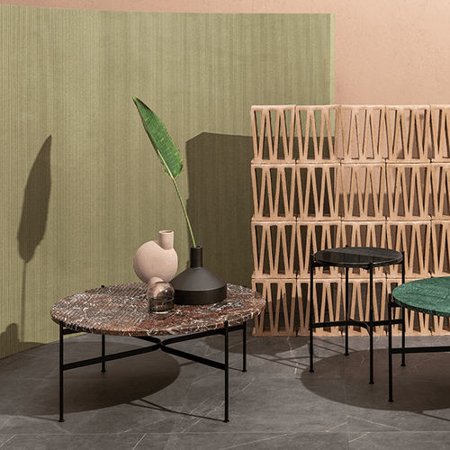 Tavolino basso contemporaneo - JEANETTE - SP01 design - in marmo / in terracotta / con supporto in acciaio inossidabile