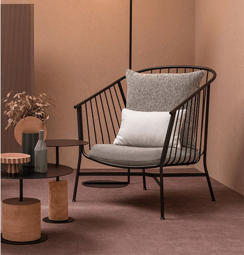 Poltrona contemporanea - JEANETTE - SP01 design - in pelle / in tessuto / in acciaio