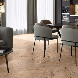 Parquet multistrato - SERENE CHEVRON 130 - Barlinek - in legno / spazzolato / laccato