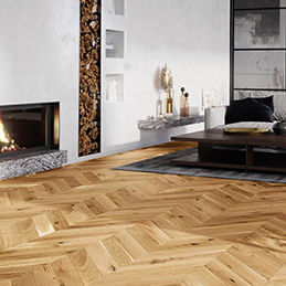 Parquet multistrato - RAISINS CHEVRON 130 - Barlinek - in legno / in rovere / spazzolato