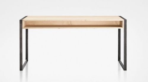 Scrivania contemporanea - LLLP by Nicholas Rose - in legno compensato / in acciaio / a slitta