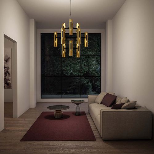 Lampadario contemporaneo - EXCALIBUR - Tooy - in ottone spazzolato / da 12 lampadine / a candelabro