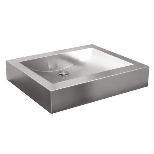 Lavabo da appoggio - L-048-S series - SUPRATECH - in acciaio inossidabile / rettangolare / fori su richiesta