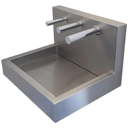 Lavabo a muro - L-114-D - SUPRATECH - in acciaio inossidabile / su misura / con miscelatore