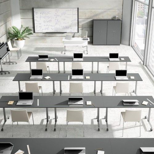 Tavolo per corsi di formazione contemporaneo - PERSEO  - EMOBOK - in acciaio / in melaminico / rettangolare