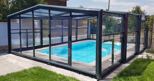 Copertura per piscina alta - Tarraco - COVERTTO - telescopica / in alluminio / in vetro