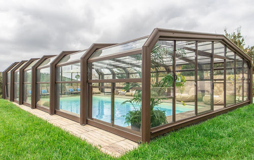 Copertura per piscina alta - Itálica - COVERTTO - telescopica / in alluminio / in vetro