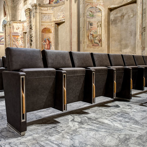 Poltrona per auditorium contemporanea - SANT'AGOSTINO - Cinearredo Italia - in tessuto / in pelle / in legno compensato