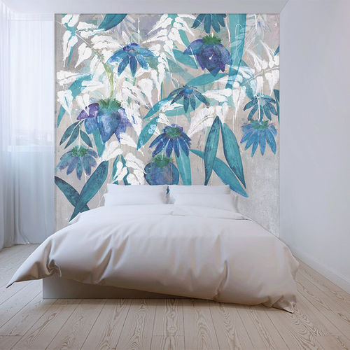 Carta da parati contemporanea - BLUE FLOWERS - Skinwall - in tessuto non tessuto / in fibra di vetro / in vinile