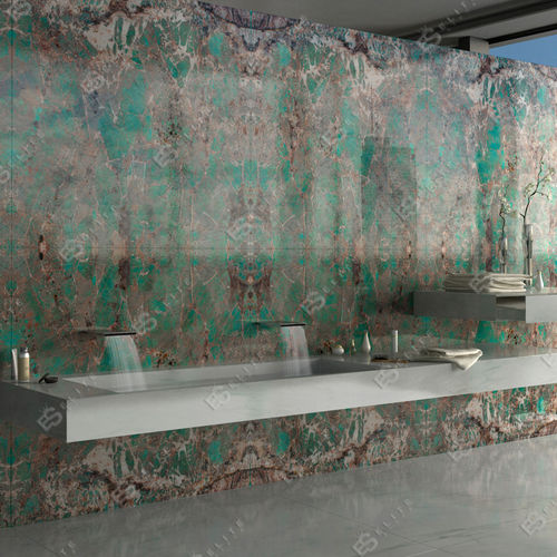 Piastrella in pietra - INTERIORS : BAGNO AMAZZONITE - Elite Stone - da interno / da parete / rettangolare